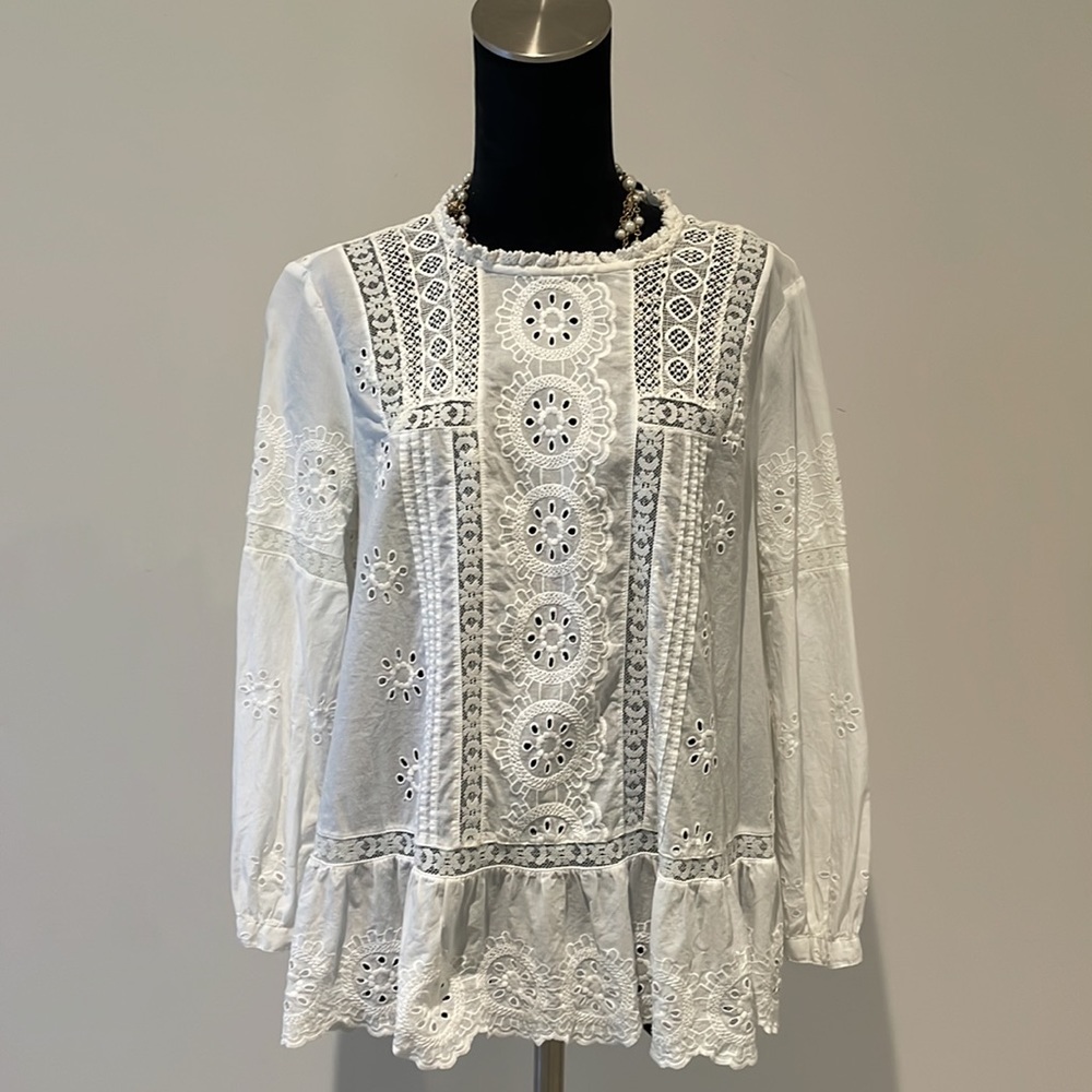 ZARA EYELET COTTON Blouse